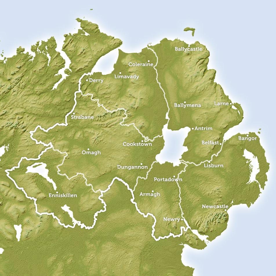 Kuzey bölgesel harita İrlanda