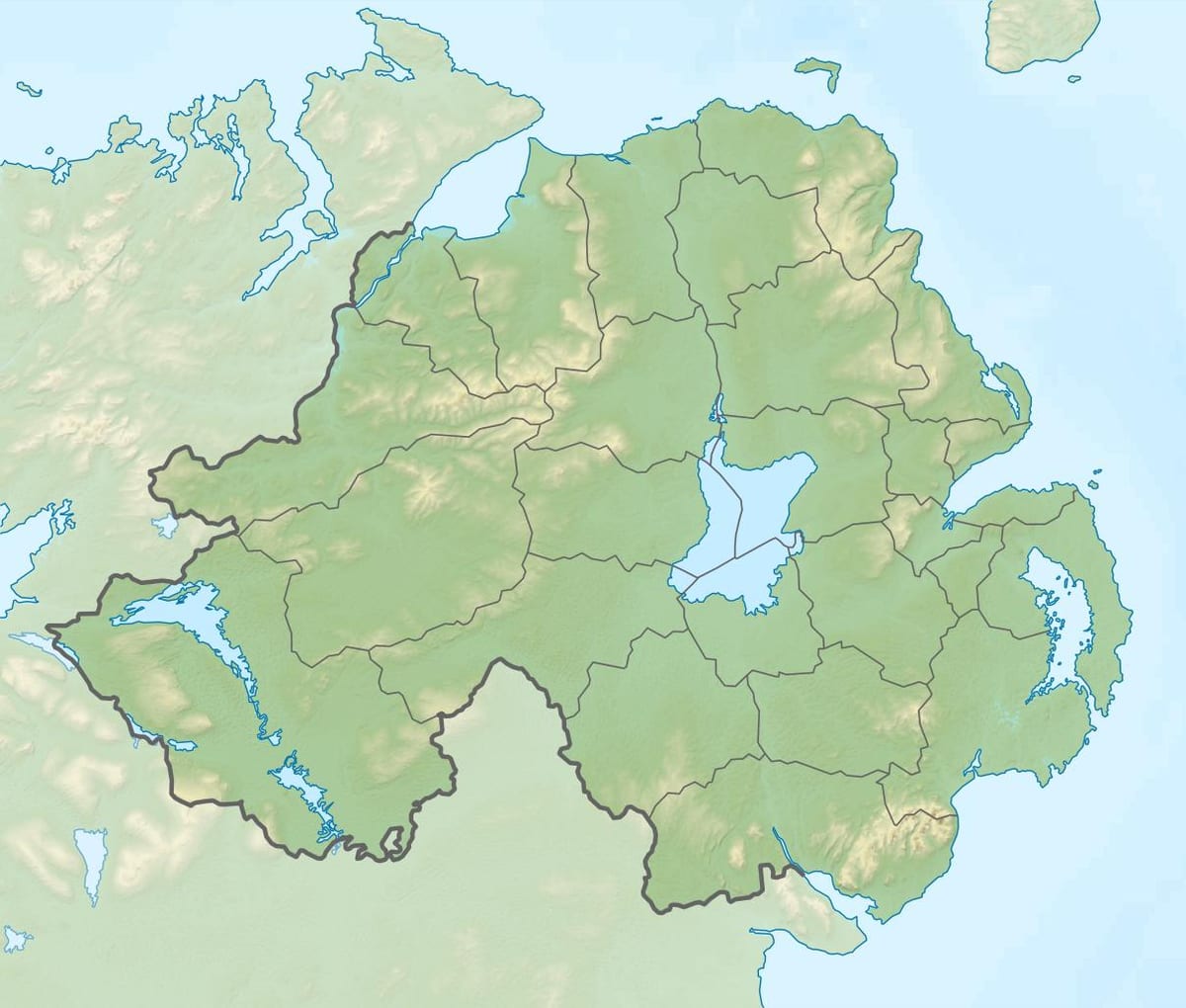 Kuzey fiziki harita İrlanda