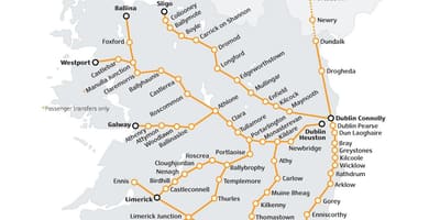 İrlanda haritası tren yolculuğu 
