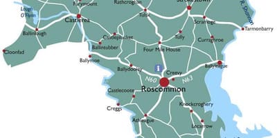 İl haritası roscommon, İrlanda