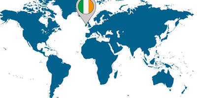 Dünya haritası üzerinde İrlanda 