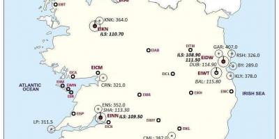 İrlanda haritası havaalanları gösteriliyor 